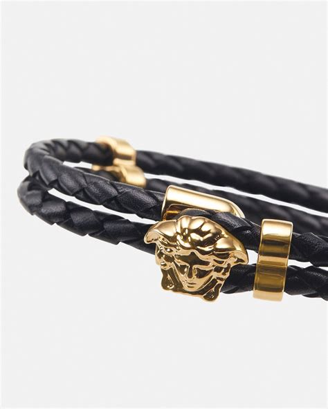 versace gold bracelet men's|versace medusa braided leather bracelet.